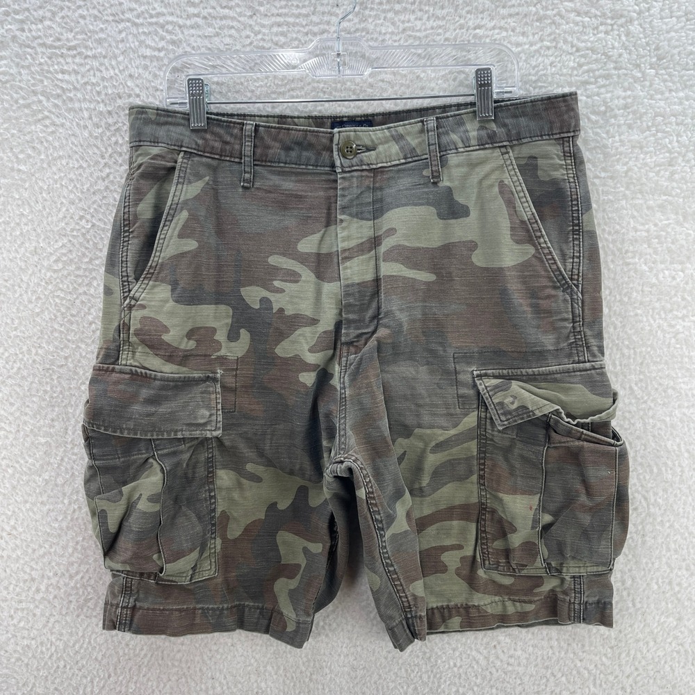 Levis Cargo Shorts Mens 34 Green Brown Camo Canvas 10" Military Utility Y2K Work